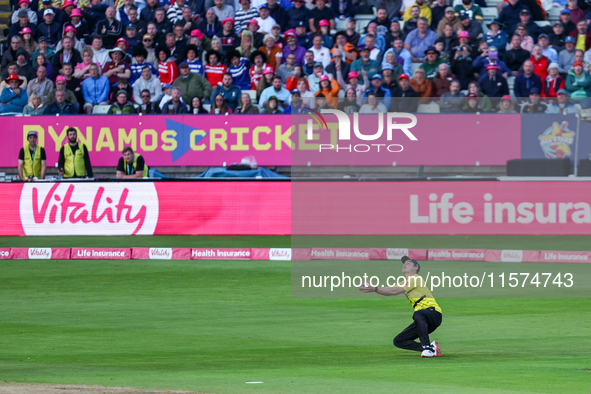 Tom Price of Gloucestershire takes the catch that dismisses Tom Kohler-Cadmore of Somerset during the final between Somerset CCC and Glouces...