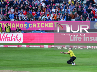 Tom Price of Gloucestershire takes the catch that dismisses Tom Kohler-Cadmore of Somerset during the final between Somerset CCC and Glouces...