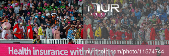 A fancy dress conga takes place in the Hollies stand during the final between Somerset CCC and Gloucestershire CCC at the Vitality Blast Fin...