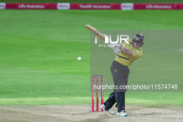 Miles Hammond of Gloucestershire is in action during the final between Somerset CCC and Gloucestershire CCC at the Vitality Blast Finals Day...