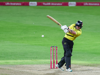 Miles Hammond of Gloucestershire is in action during the final between Somerset CCC and Gloucestershire CCC at the Vitality Blast Finals Day...