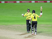 Cameron Bancroft of Gloucestershire celebrates his half-century during the final between Somerset CCC and Gloucestershire CCC at the Vitalit...