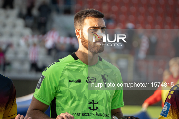 Goalkeeper Valentin Cojocaru during the game between KS Cracovia and Pogon Szczecin in Krakow, Poland, on September 14, 2024. PKO BP Ekstrak...