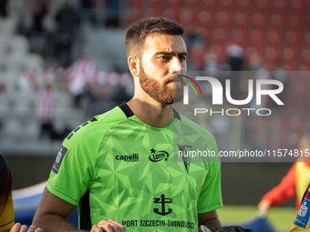 Goalkeeper Valentin Cojocaru during the game between KS Cracovia and Pogon Szczecin in Krakow, Poland, on September 14, 2024. PKO BP Ekstrak...