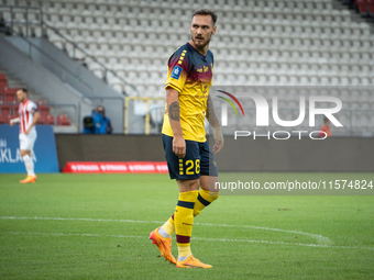 Linus Wahlqvist during the game between KS Cracovia and Pogon Szczecin in Krakow, Poland, on September 14, 2024. PKO BP Ekstraklasa, Polish...