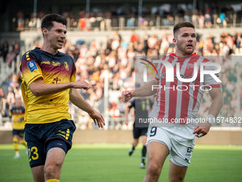 Benedikt Zech and Benjamin Kallman during the game between KS Cracovia and Pogon Szczecin in Krakow, Poland, on September 14, 2024. PKO BP E...