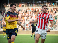 Benedikt Zech and Benjamin Kallman during the game between KS Cracovia and Pogon Szczecin in Krakow, Poland, on September 14, 2024. PKO BP E...