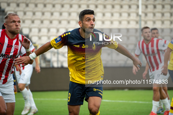 Efthymios Koulouris during the game between KS Cracovia and Pogon Szczecin in Krakow, Poland, on September 14, 2024. PKO BP Ekstraklasa, Pol...