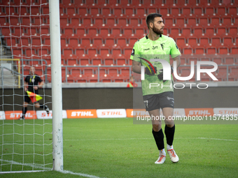 Goalkeeper Valentin Cojocaru during the game between KS Cracovia and Pogon Szczecin in Krakow, Poland, on September 14, 2024. PKO BP Ekstrak...