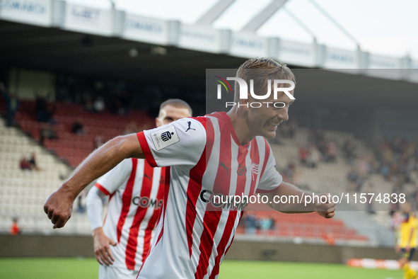 Mikkel Maigaard participates in the game between KS Cracovia and Pogon Szczecin in Krakow, Poland, on September 14, 2024. PKO BP Ekstraklasa...