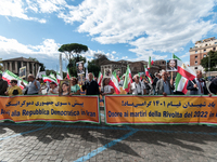 The Association of Iranian Graduates resident in Italy demonstrates on the anniversary of the killing of Mahsa Amini in Iran in Rome, Italy,...