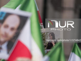 The Association of Iranian Graduates resident in Italy demonstrates on the anniversary of the killing of Mahsa Amini in Iran in Rome, Italy,...