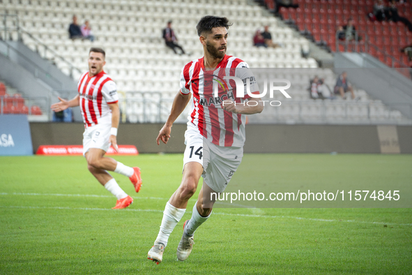 Ajdin Hasic participates in the game between KS Cracovia and Pogon Szczecin in Krakow, Poland, on September 14, 2024. PKO BP Ekstraklasa, Po...