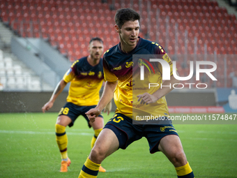 Benedikt Zech participates in the game between KS Cracovia and Pogon Szczecin in Krakow, Poland, on September 14, 2024. PKO BP Ekstraklasa,...