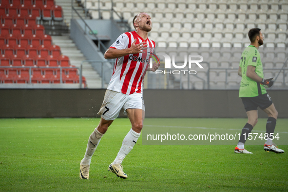 Mick van Buren plays during the game between KS Cracovia and Pogon Szczecin in Krakow, Poland, on September 14, 2024. PKO BP Ekstraklasa, Po...