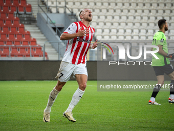 Mick van Buren plays during the game between KS Cracovia and Pogon Szczecin in Krakow, Poland, on September 14, 2024. PKO BP Ekstraklasa, Po...