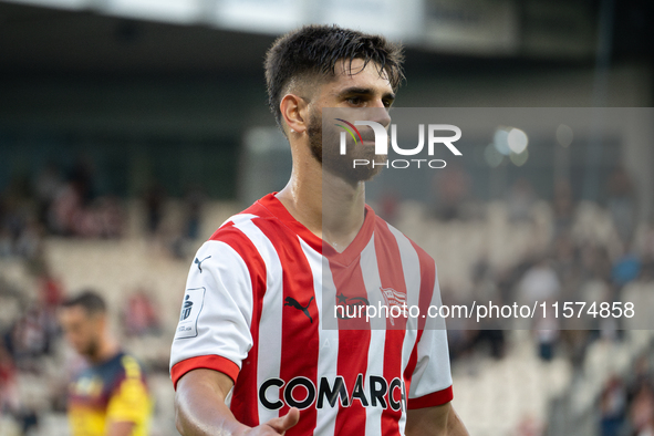 Ajdin Hasic participates in the game between KS Cracovia and Pogon Szczecin in Krakow, Poland, on September 14, 2024. PKO BP Ekstraklasa, Po...