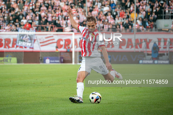 Mikkel Maigaard participates in the game between KS Cracovia and Pogon Szczecin in Krakow, Poland, on September 14, 2024. PKO BP Ekstraklasa...