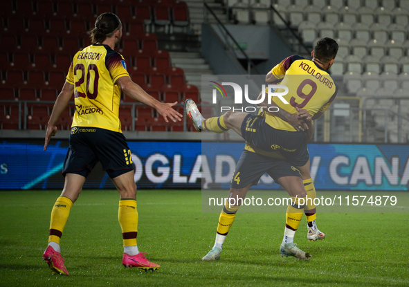 Alexander Gorgon and Efthymios Koulouris during the game between KS Cracovia and Pogon Szczecin in Krakow, Poland, on September 14, 2024. PK...