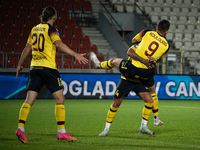 Alexander Gorgon and Efthymios Koulouris during the game between KS Cracovia and Pogon Szczecin in Krakow, Poland, on September 14, 2024. PK...