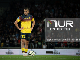 Vahan Bichakhchyan participates in the game between KS Cracovia and Pogon Szczecin in Krakow, Poland, on September 14, 2024. PKO BP Ekstrakl...