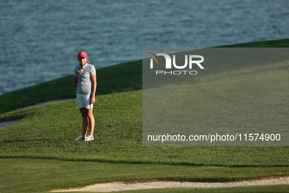 GAINESVILLE, VIRGINIA - SEPTEMBER 14: Captain Stacy Lewis of the United States is seen on the 17th hole during Fourball Matches on Day Two o...