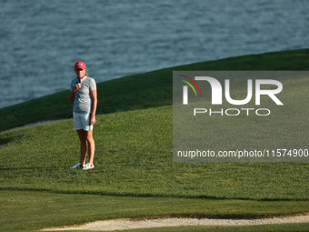 GAINESVILLE, VIRGINIA - SEPTEMBER 14: Captain Stacy Lewis of the United States is seen on the 17th hole during Fourball Matches on Day Two o...