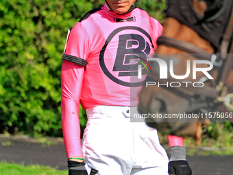 Jockey Frankie Dettori waits in the walking ring ahead of the Ontario Matron Stakes (Grade III) at Woodbine Racetrack in Toronto, Canada, on...