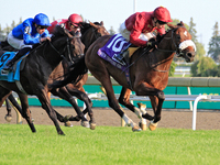 Jockey Oisin Murphy rides New Century (10) to a win in the bet365 Summer Stakes (Grade I) at Woodbine Racetrack in Toronto, Canada, on Septe...