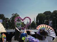 A person gives a speech during the first gender liberation march at Union Station in Washington D.C., USA, on September 14, 2024. Hundreds o...