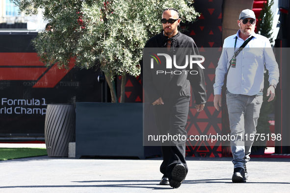 Lewis Hamilton of Mercedes ahead of the Formula 1 Grand Prix of Azerbaijan at Baku City Circuit in Baku, Azerbaijan on September 15, 2024. 