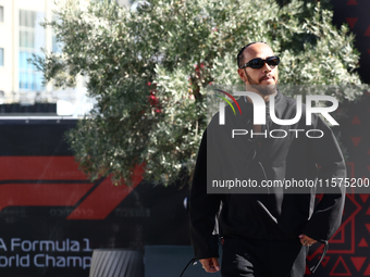 Lewis Hamilton of Mercedes ahead of the Formula 1 Grand Prix of Azerbaijan at Baku City Circuit in Baku, Azerbaijan on September 15, 2024. (