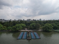 Boats are moored at the dock to prepare for Typhoon Bebinca in Hangzhou, China, on September 15, 2024. (