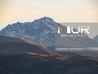 Snowy Monte Prena peak (Gran Sasso d’Italia and Monti della Laga National Park) is seen after a snowfall from Ocre (L’Aquila), Italy, on Sep...