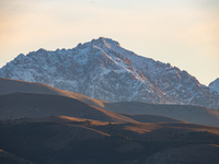 Snowy Monte Prena peak (Gran Sasso d’Italia and Monti della Laga National Park) is seen after a snowfall from Ocre (L’Aquila), Italy, on Sep...