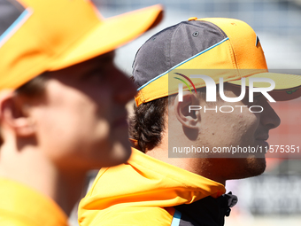 Oscar Piastri and Lando Norris of McLaren ahead of the Formula 1 Grand Prix of Azerbaijan at Baku City Circuit in Baku, Azerbaijan on Septem...