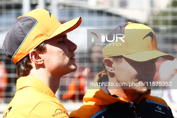 Oscar Piastri and Lando Norris of McLaren ahead of the Formula 1 Grand Prix of Azerbaijan at Baku City Circuit in Baku, Azerbaijan on Septem...