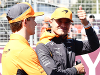 Oscar Piastri and Lando Norris of McLaren ahead of the Formula 1 Grand Prix of Azerbaijan at Baku City Circuit in Baku, Azerbaijan on Septem...