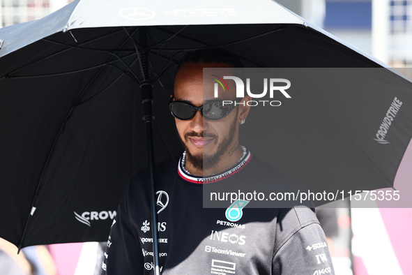 Lewis Hamilton of Mercedes ahead of the Formula 1 Grand Prix of Azerbaijan at Baku City Circuit in Baku, Azerbaijan on September 15, 2024. 