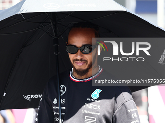 Lewis Hamilton of Mercedes ahead of the Formula 1 Grand Prix of Azerbaijan at Baku City Circuit in Baku, Azerbaijan on September 15, 2024. (