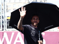 Lewis Hamilton of Mercedes ahead of the Formula 1 Grand Prix of Azerbaijan at Baku City Circuit in Baku, Azerbaijan on September 15, 2024. (