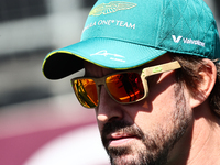 Fernando Alonso of Aston Martin Aramco ahead of the Formula 1 Grand Prix of Azerbaijan at Baku City Circuit in Baku, Azerbaijan on September...