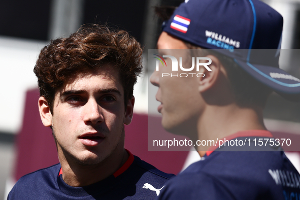 Franco Colapinto and Alexander Albon of Williams ahead of the Formula 1 Grand Prix of Azerbaijan at Baku City Circuit in Baku, Azerbaijan on...