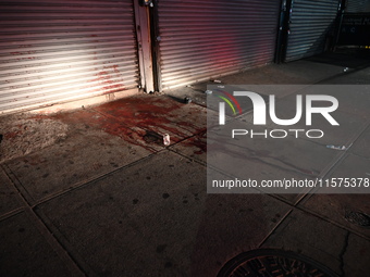 Blood at the scene. An unidentified man is fatally stabbed in Brooklyn, New York, United States, on September 15, 2024. On Sunday morning at...