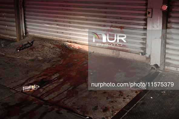 Blood at the scene. An unidentified man is fatally stabbed in Brooklyn, New York, United States, on September 15, 2024. On Sunday morning at...