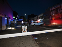 Police guard the scene. An unidentified man is fatally stabbed in Brooklyn, New York, United States, on September 15, 2024. On Sunday mornin...