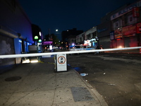 Police guard the scene. An unidentified man is fatally stabbed in Brooklyn, New York, United States, on September 15, 2024. On Sunday mornin...