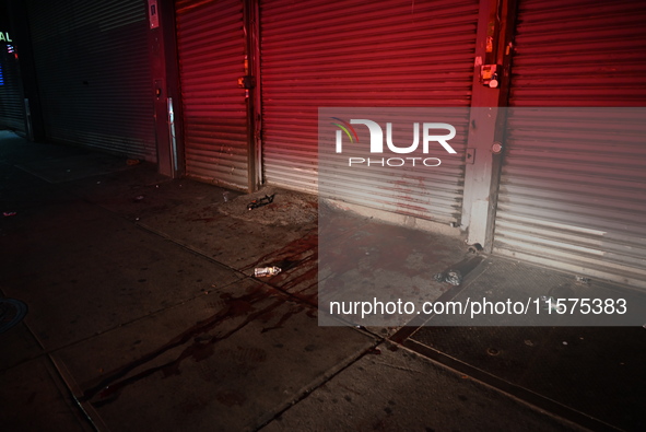 Blood at the scene. An unidentified man is fatally stabbed in Brooklyn, New York, United States, on September 15, 2024. On Sunday morning at...