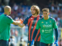 Stefanos Tsitsipas on the pitch with Genoa for the warm-up during the Serie A ENILIVE 24/25 match between Genoa CFC and AS Roma at Stadio Lu...