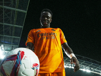 Vinicius Junior left winger of Real Madrid and Brazil during the La Liga match between Real Sociedad de Futbol and Real Madrid CF at Reale A...